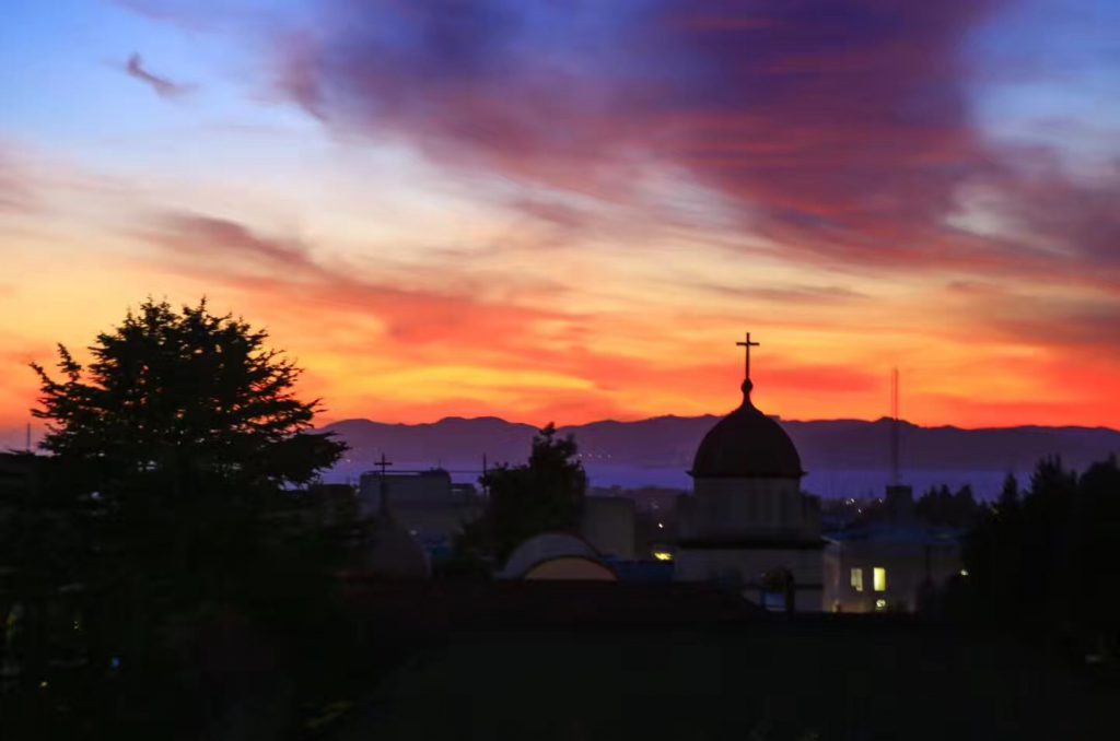 sunset from wesley roof